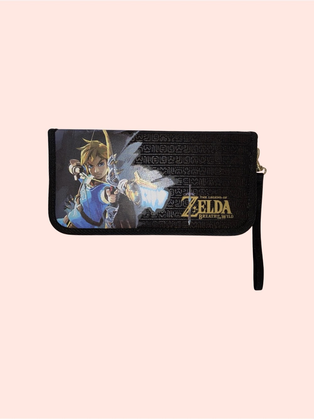 Nintendo Zelda Breath of the Wild Black and Blue Zip Pouch